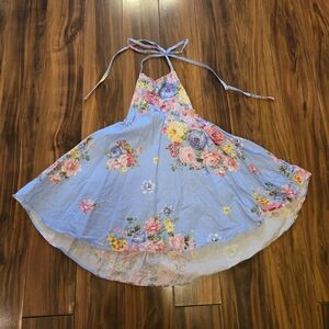 Floral Halter Dress in Blue and Pink